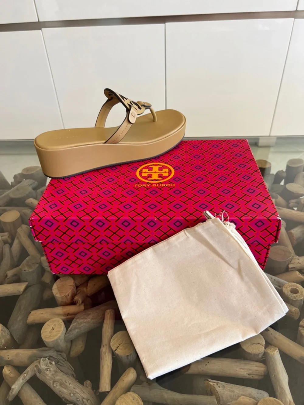 TORY BURCH Miller Wedge Ginger Leather Sandals